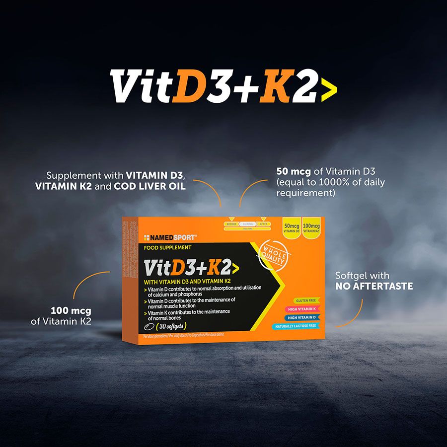 Vitamin D3 + K2>, 30 capsule moi, Named Sport