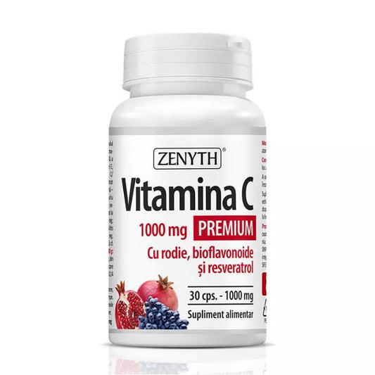 Vitamina C Premium cu rodie, bioflavonoide si resveratrol 1000 mg, 30 capsule, Zenyth